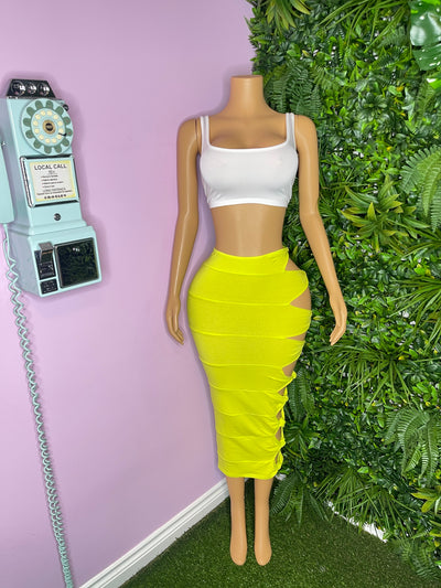 BRIGHTEN ME UP CUT OUT MIDI SKIRT