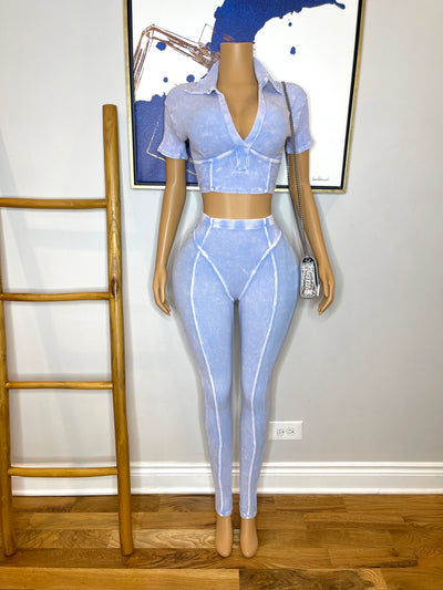 Basic Blue Print Two Piece Set