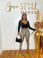 DOWN FOR YOU PLAID JUMPSUIT SET